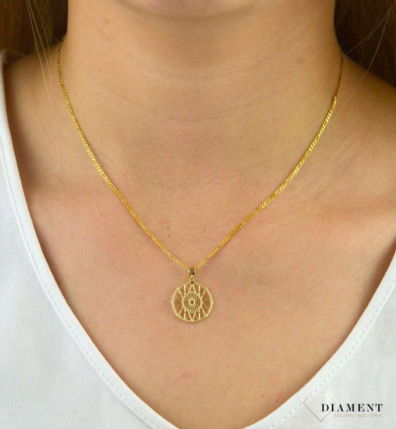 Złota zawieszka ażurowe kółko ZA 6708.  Złota zawieszka. Złota zawieszka kółeczko. Złota zawieszka w kształcie kółka. Idealna zawieszka na prezent. zawieszka dla ukochanej..jpg